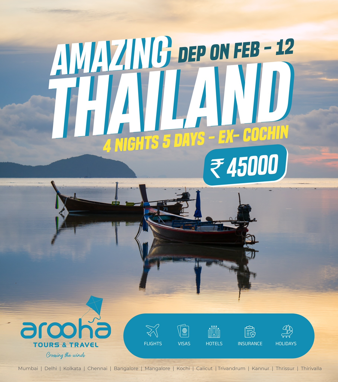 Thailand Group Tour from Kochi Family Tour Package from Kochi