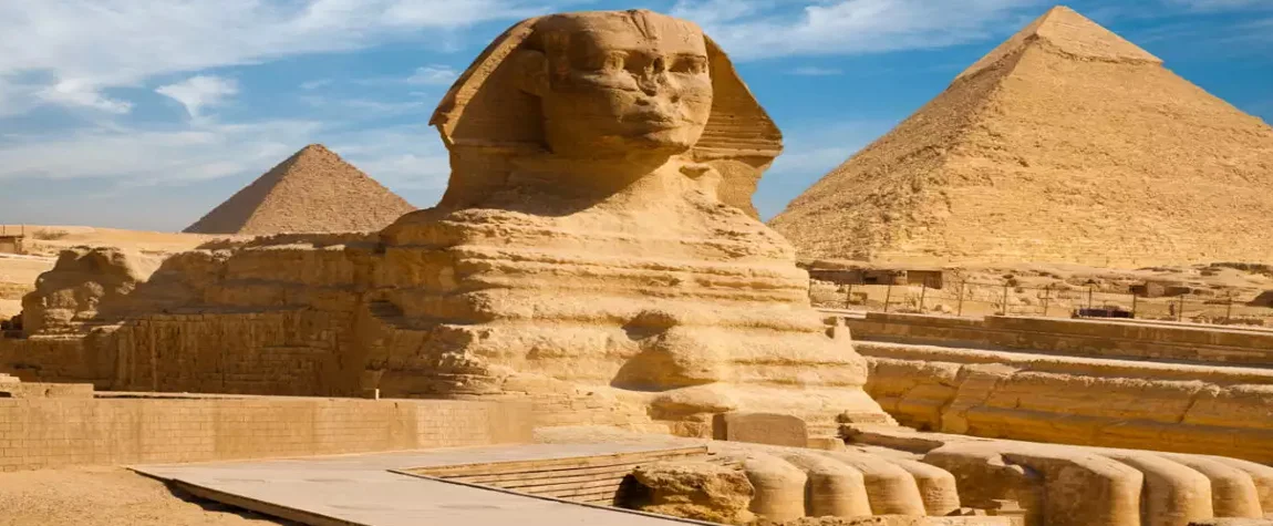 The Sphinx Complements the Pyramids' Grandeur