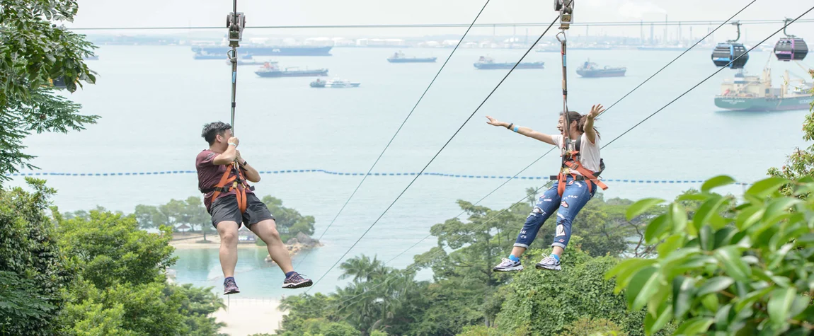 Zip-lining at Sentosa